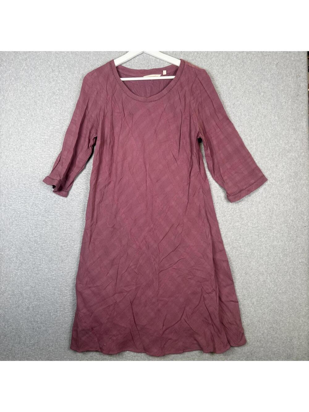 Soft Surroundings Size Medium Cotton Blend Dress A-Line 3/4 Sleeve Lined Mauve